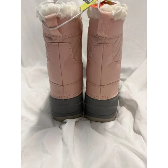 Cat & Jack Girls' sz 6 Pink Gray Winter Snow Boots Faux Fur Lace Up Insulated - Picture 5 of 6